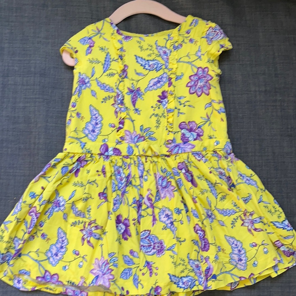 Janie and Jack yellow with flower dress & headband